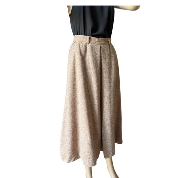 American Vintage Cottage Tailor Wool Pleated Tweed Boucle skirt pockets size XS - Picture 8 of 12